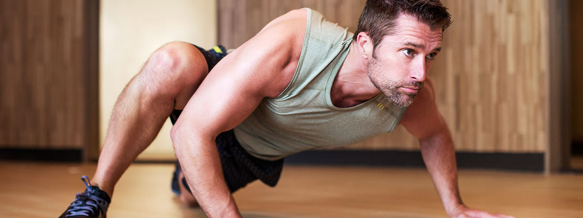 Fitness center man working out